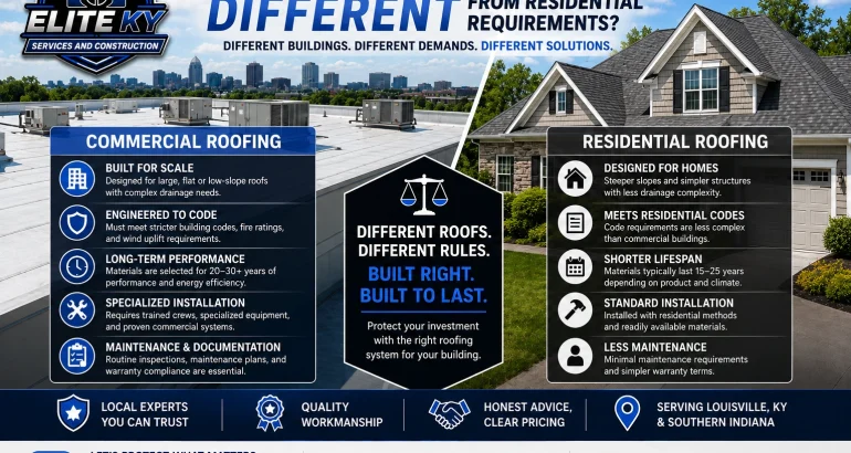 Is commercial roofing different from residential roofing requirements?