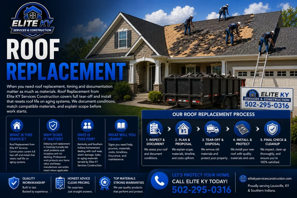 Roof replacement service in Louisville KY by Elite KY Services & Construction