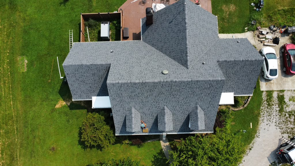 Completed residential roofing project by Elite KY Services Construction in Finchville Kentucky 40022